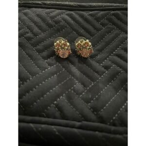 Pink Rhinestone Button Earrings Vintage Style Glam‎ Statement Jewelry